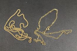 A SMALL ROPE TWIST NECKLACE STAMPED 9K TOGETHER WITH A SIMILAR HALLMARKED EXAMPLE (2)