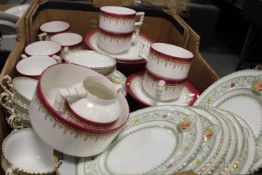 A TRAY OF VICTORIAN TEAWARE TO INCLUDE TWO PART SERVICES
