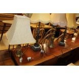 A COLLECTION OF FOUR ASSORTED TABLE LAMPS AND SHADES