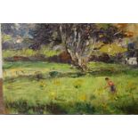 A SMALL UNFRAMED IMPRESSIONIST OIL ON BOARD ENTITLED VERSO 'PRESTATYN' SIGNED LOWER LEFT K W