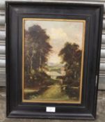 A FRAMED OIL ON BOARD OF A COUNTRY SCENE SIGNED BOTTOM CENTRE T UBSDELL