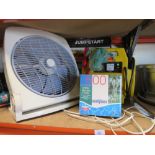 A CARLTON COOLING FAN, POND PUMP AND TWO STARTER PACKS