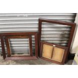 THREE 19TH CENTURY ROSEWOOD PICTURE FRAMES, together with a mahogany picture frame, average frame