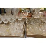 FOUR TRAY OF ASSORTED GLASSWARE