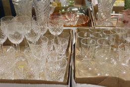 FOUR TRAY OF ASSORTED GLASSWARE