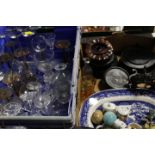 TWO TRAYS OF SUNDRIES TO INCLUDE GLASSWARE ETC