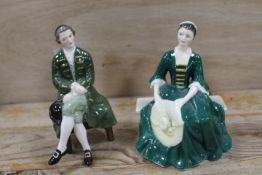 TWO ROYAL DOULTON FIGURINES - A GENTLEMAN FROM WILLIAMSBURG AND A LADY FORM WILLIAMSBERG