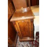 A VICTORIAN WALNUT POT CUPBOARD WITH CARVED DETAIL