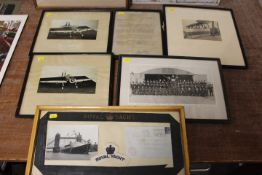 A SELECTION OF FRAMED AND GLAZED PHOTOGRAPHS AND EPHEMERA FOR THE AIR FORCE AND NAVY