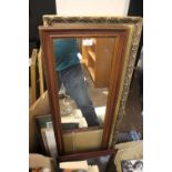 THREE PICTURES TOGETHER WITH TWO OBLONG MIRRORS ONE IS GILT FRAMED