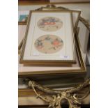 SIX PICTURES TO INCLUDE WATER COLOURS AND A GILT FRAME MIRROR