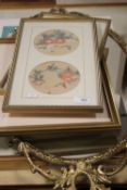SIX PICTURES TO INCLUDE WATER COLOURS AND A GILT FRAME MIRROR