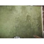 A VERY LARGE GREEN RUG - APPROX 5.8 M x 3.7 M (SALEROOM)