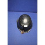 GERMAN MILITARY HELMET WITH LEATHER CHIN STRAP