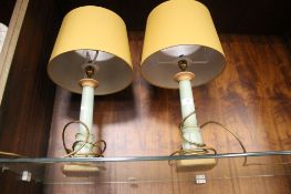 A PAIR OF TABLE LAMPS WITH MATCHING SHADES