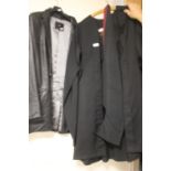 A GENTS EX LARGE LEATHER JACKET TOGETHER WITH AN EDE / RAVENSCROFT UNIVERSITY COAT AND SCARF