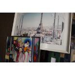 TWO FRAMED PICTURES, ELVIS PRESLEY, ONE OF EIFFLE TOWER