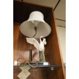 A SWAN TABLE LAMP WITH SHADE
