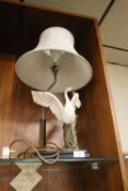 A SWAN TABLE LAMP WITH SHADE