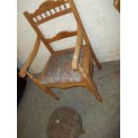 ANTIQUE OCCASIONAL CHAIR AND FOOTSTOOL