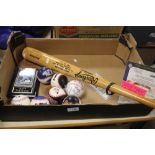 RAWLINGS BIGSTICK MATT WILLIAMS BASEBALL BAT TOGETHER WITH 7 MAJOR LEAGUE BASEBALLS ONE AUTOGRAPHED