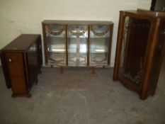 THREE ITEMS TO INCLUDE 2 CHINA CABINETS AND A DROPLEAF TABLE