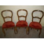 3 ANTIQUE BALLOON BACKED DINING CHAIRS