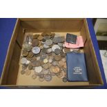 BOX OF ENGLISH AND FOREIGN COINAGE