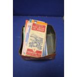 TIN OF ASSORTED MAPS TO INCLUDE EAST DEVON, MARGATE, FRANCE, SPAIN ETC