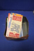 TIN OF ASSORTED MAPS TO INCLUDE EAST DEVON, MARGATE, FRANCE, SPAIN ETC