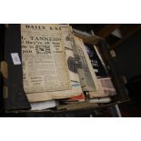 TRAY OF ASSORTED NEWPAPER CUTTINGS AND MAGAZINES