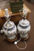 TWO LARGE ORIENTAL STYLE TABLE LAMP BASE NO SHADES A/F