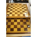 PAIR OF WOODEN CHESS BOARDS
