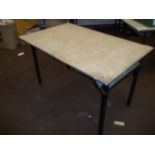 SIX SMALL FOLDING METAL LEGGED TABLES