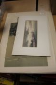 SMALL COLLECTION OF UNFRAMED ARTWORK TO INCLUDE SILK SCREEN PRINTS, WATER COLOURS AND A JAPANESE