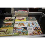 A BOX OF TEA AND CIGARETTE CARDS