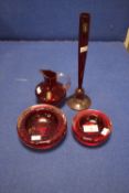 4 PIECES OF WHITEFRIARS RED GLASS