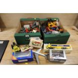 TWO TRAYS OF TOYS TO INCLUDE DIECAST VEHICLES