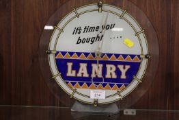 A VINTAGE 'LANRY' ADVERTISING CLOCK