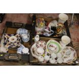 THREE TRAYS OF ASSORTED CERAMICS TO INCLUDE ROYAL CROWN DERBY AYNSLEY ETC