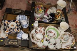 THREE TRAYS OF ASSORTED CERAMICS TO INCLUDE ROYAL CROWN DERBY AYNSLEY ETC