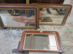 THREE TUMBRIDGE STYLE FRAMED MIRRORS A/F TOGETHER WITH A SELECTION OF PRINTS