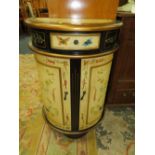 A REPRODUCTION PAINTED DEMI-LUNE HALL CABINET W-55 CM