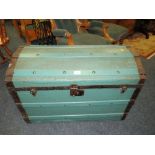 A VINTAGE PAINTED DOMED TRUNK