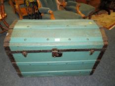 A VINTAGE PAINTED DOMED TRUNK