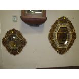 TWO DECORATIVE SHAPED MIRRORS, ;LARGEST H 59 CM (2)