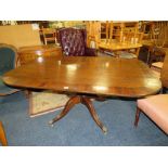 AN ANTIQUE MAHOGANY TILT-TOP BREAKFAST TABLE ON TURNED COLUMN W-162 CM