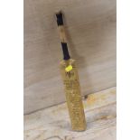 A NOVELTY MINIATURE STUART SURRIDGE 1952 SURREY COUNTY CRICKET CLUB SIGNATURE BAT