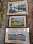 A QUANTITY OF PICTURES AND PRINTS TO INCLUDE TWO TERRY HARRISON SIGNED CRICKET PRINTS
