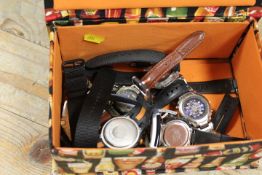 A BOX OF ASSORTED WRISTWATCHES